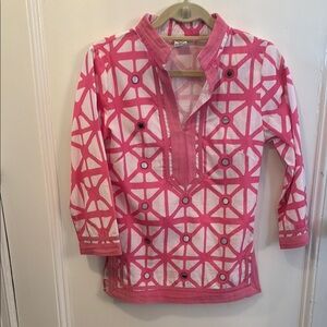 Pink Geometric Sheridan French cotton top